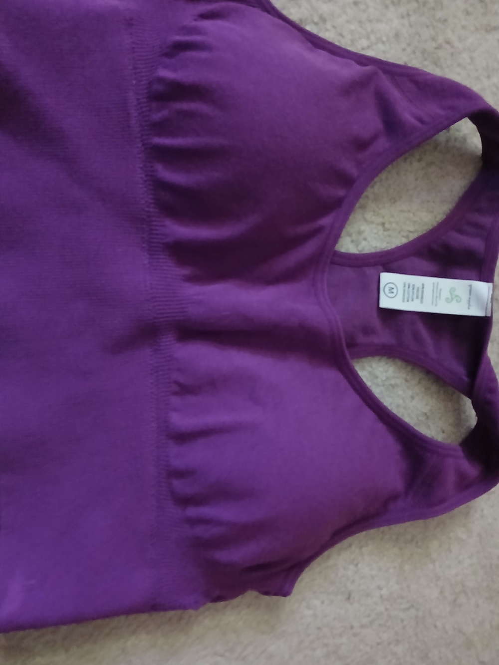 Green Apple Purple Racerback Sports Bra Medium
